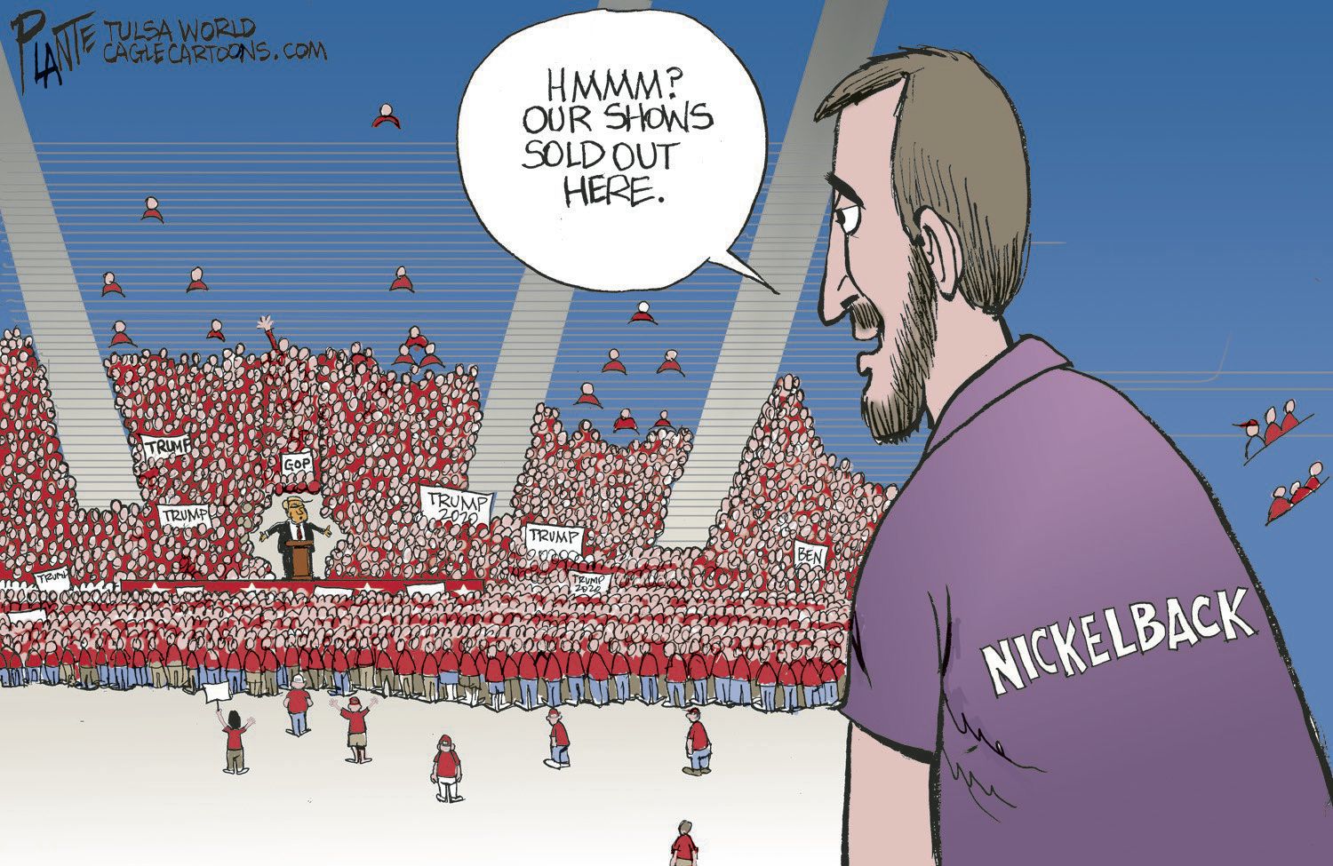 Bruce Plante Cartoon: Trump and "no empty seats"